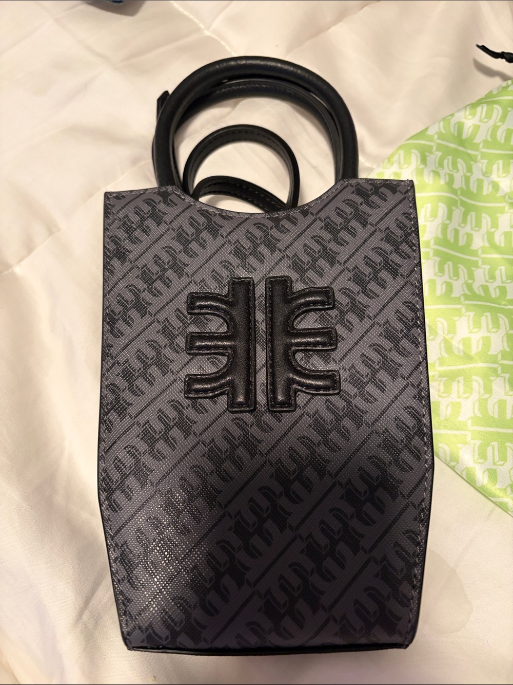 JW Pei Phi Black Phone Monogram Mini Tote with Dustbag